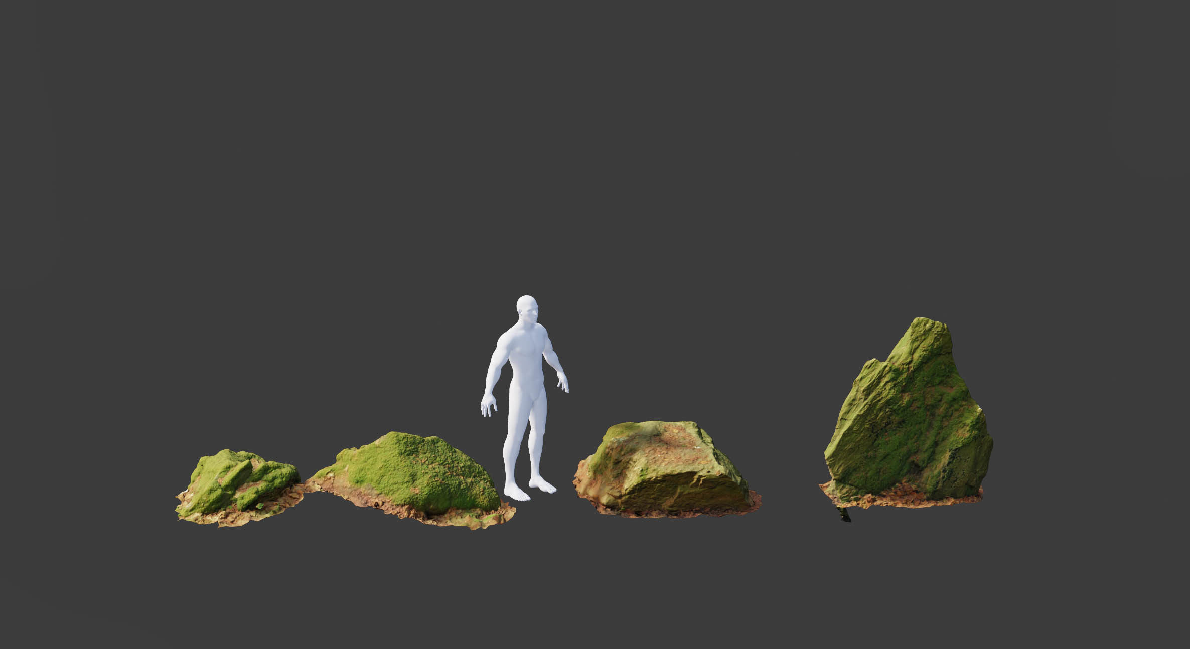 17x Rock Stone Scan Lowpoly Processed Mossy Forest Collection Low-poly 3D model_6