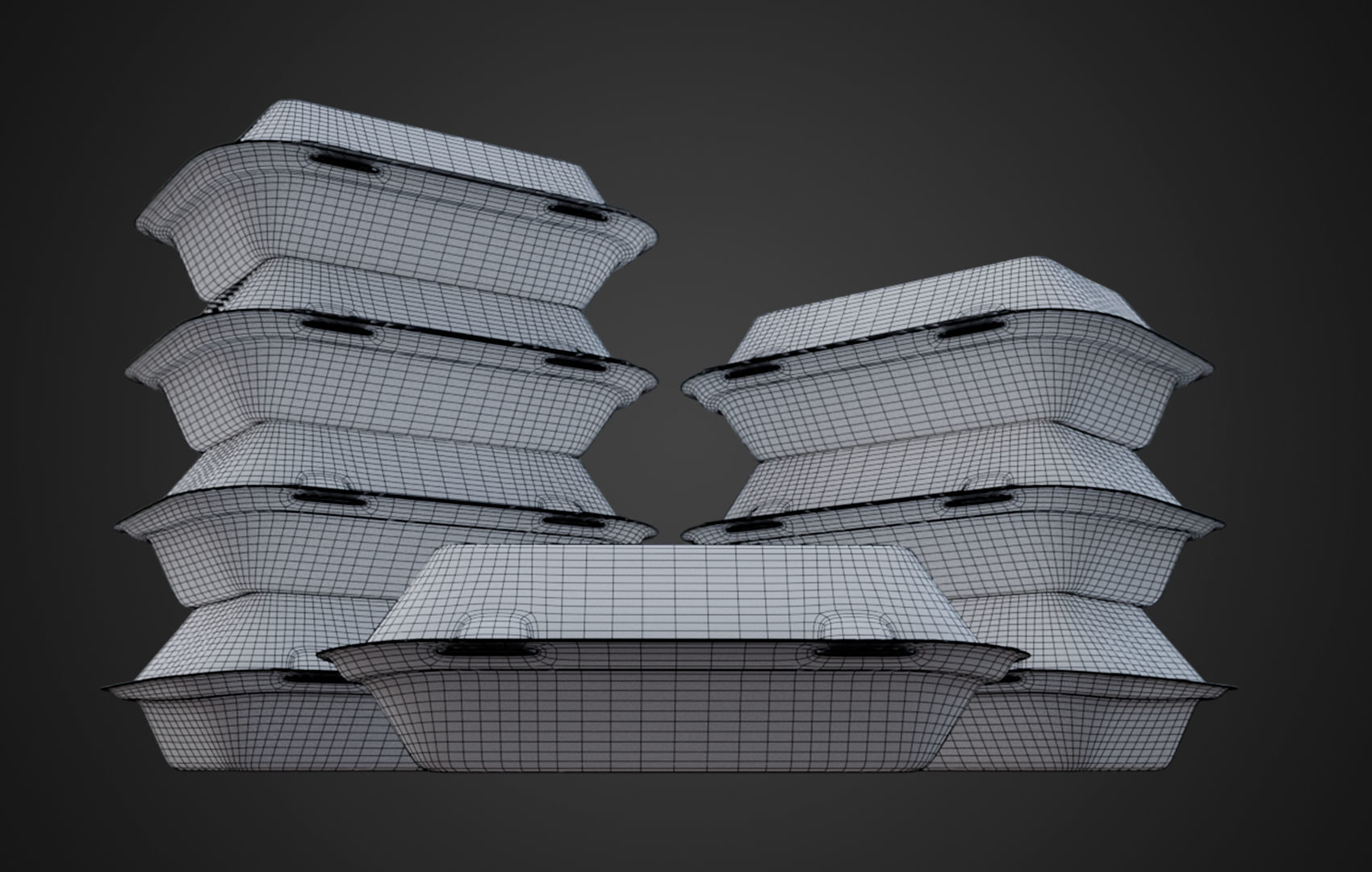 Box Cardboard paper - Large Disposable Container 3D model_15