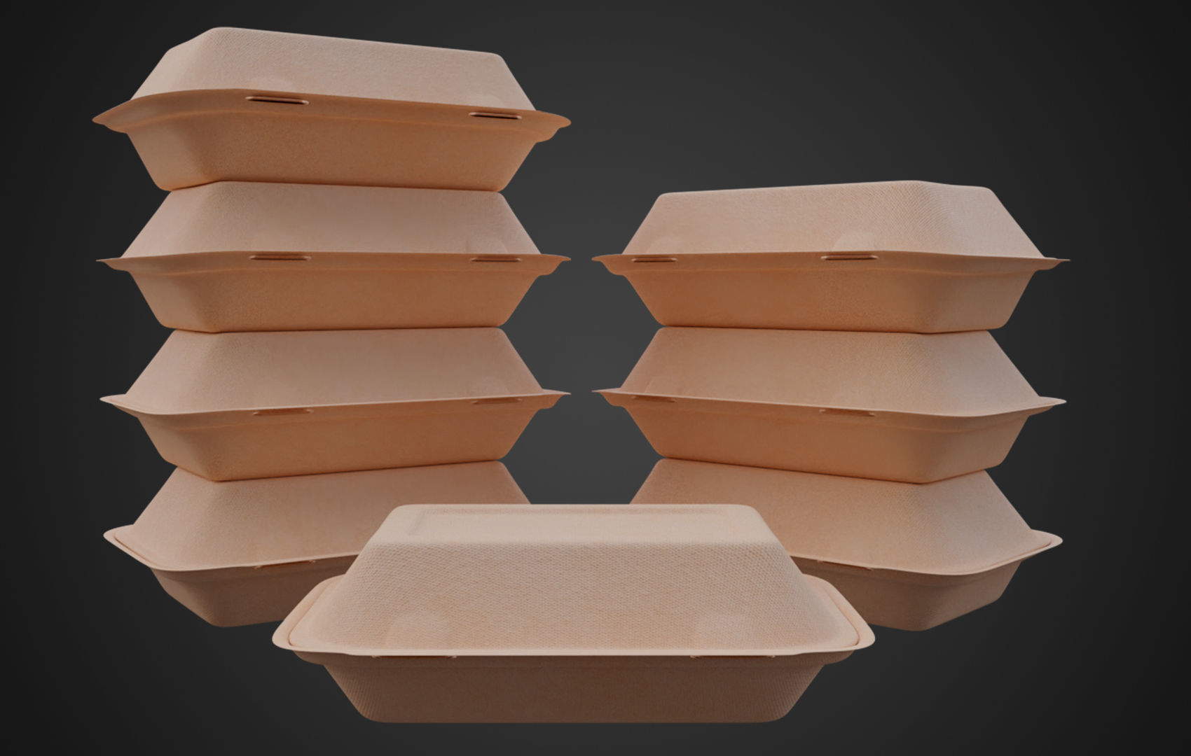 Box Cardboard paper - Large Disposable Container 3D model_3