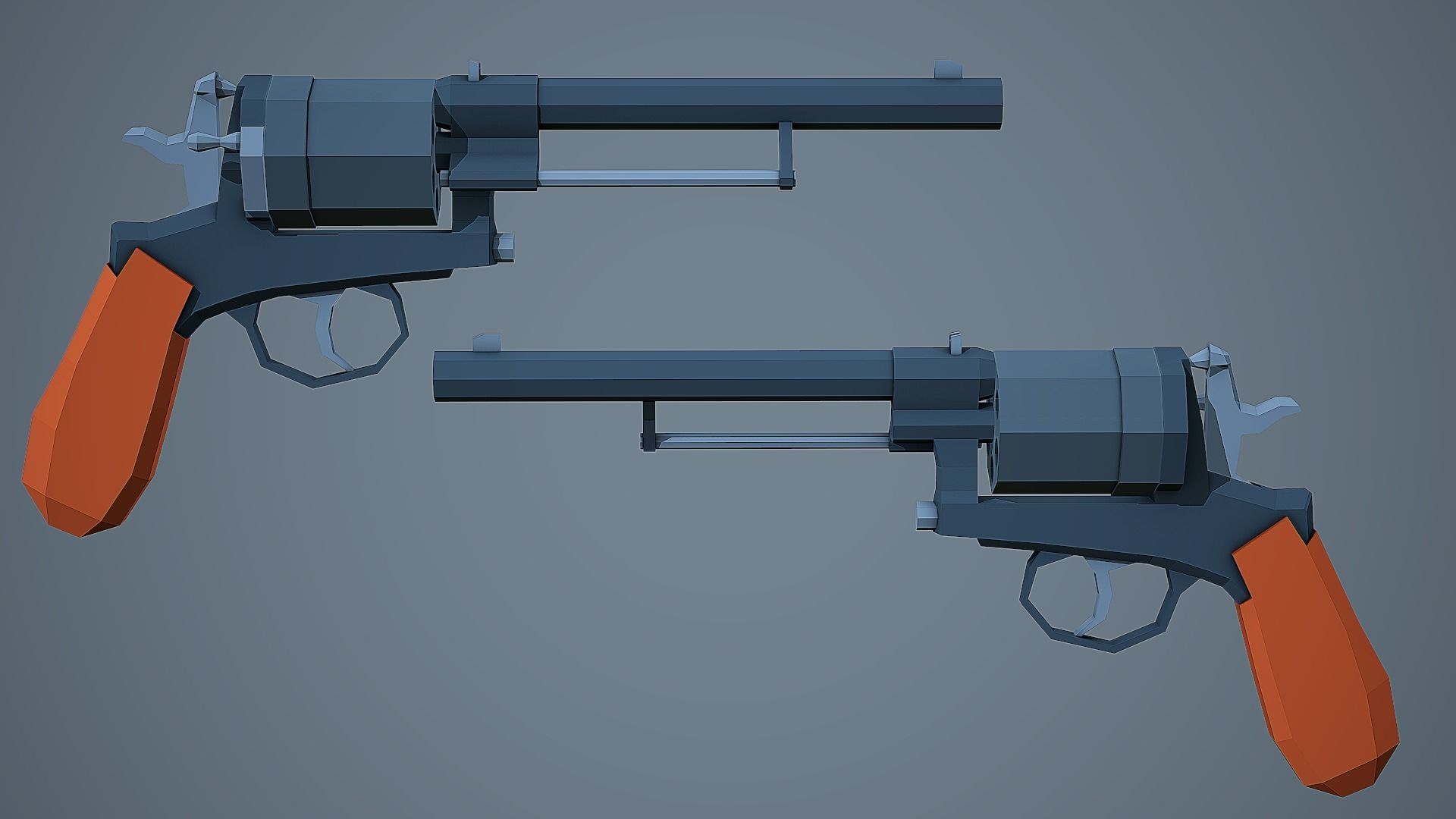 Stylized Gasser M1870 Revolver Low Poly Mobile Ready Low-poly 3D model_3