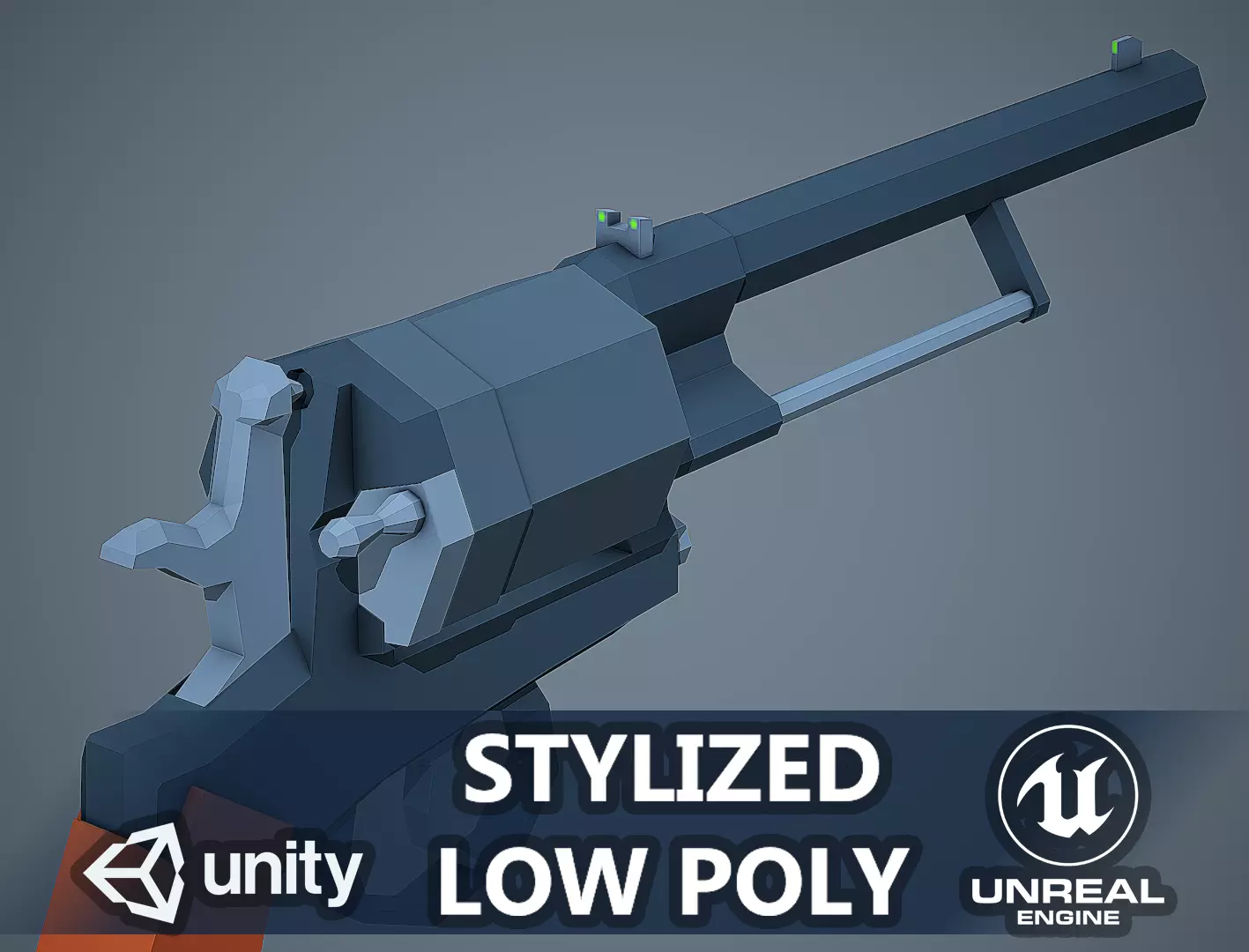 Stylized Gasser M1870 Revolver Low Poly Mobile Ready Low-poly 3D model_0