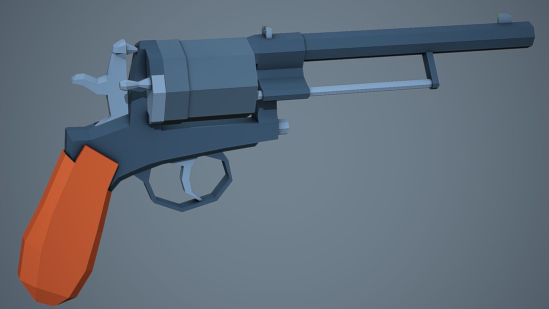 Stylized Gasser M1870 Revolver Low Poly Mobile Ready Low-poly 3D model_1