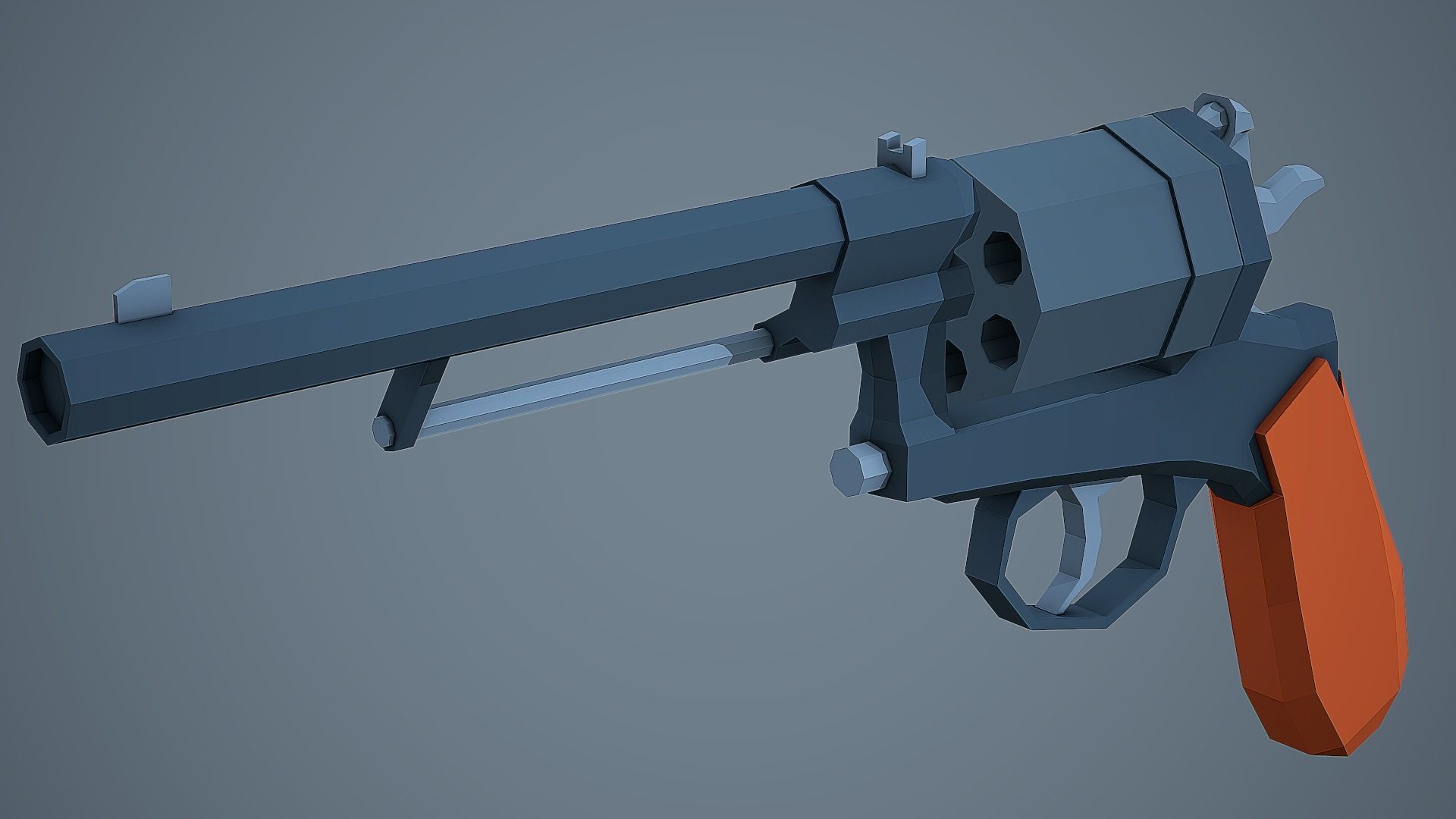 Stylized Gasser M1870 Revolver Low Poly Mobile Ready Low-poly 3D model_2