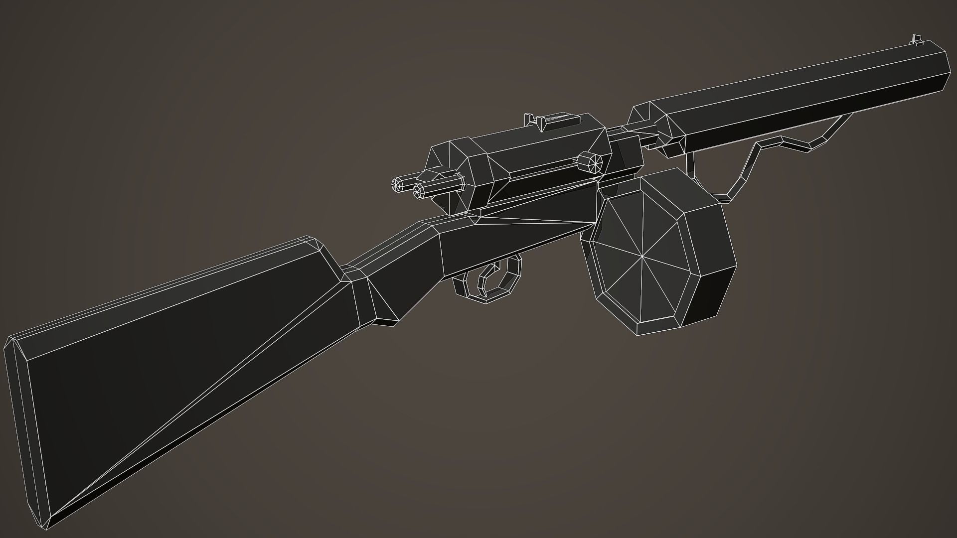 Stylized Hellriegel Machine Gun Low Poly Mobile Ready Low-poly 3D model_7