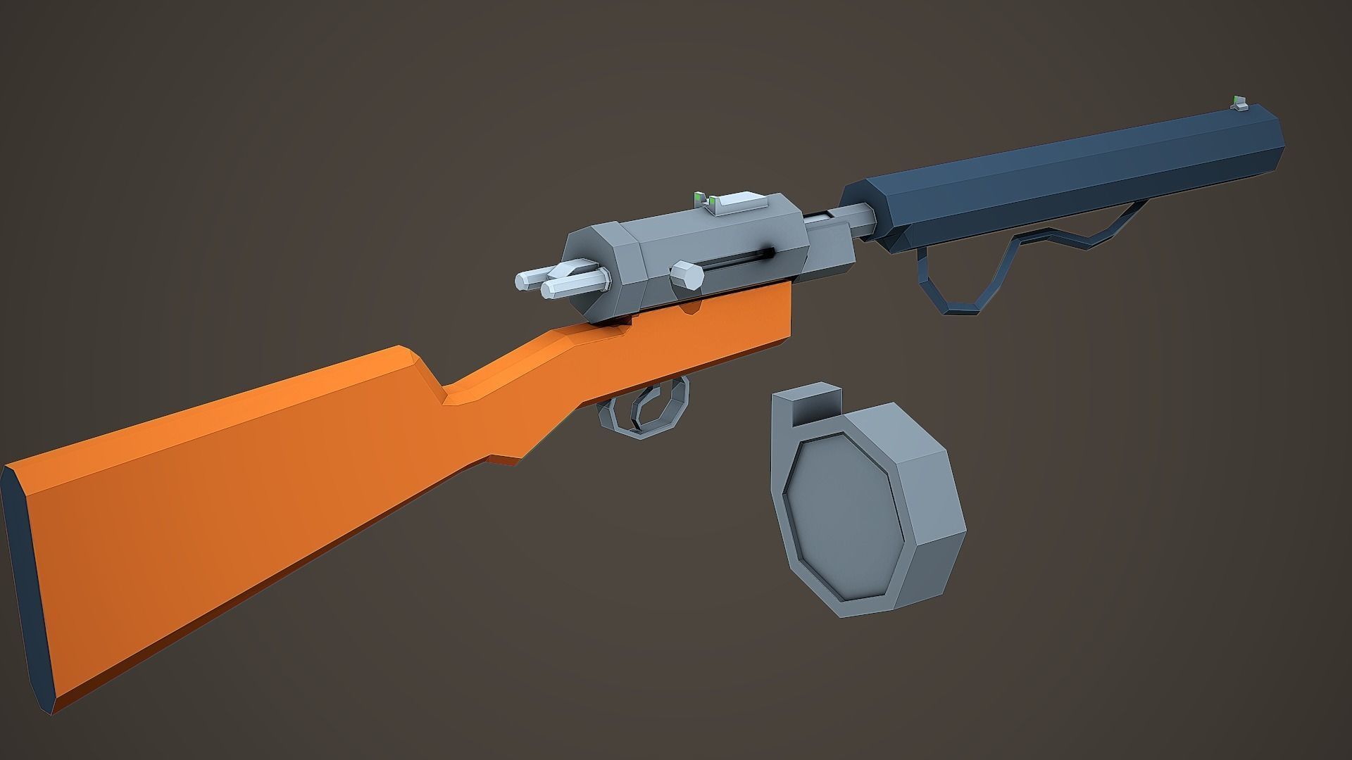 Stylized Hellriegel Machine Gun Low Poly Mobile Ready Low-poly 3D model_4
