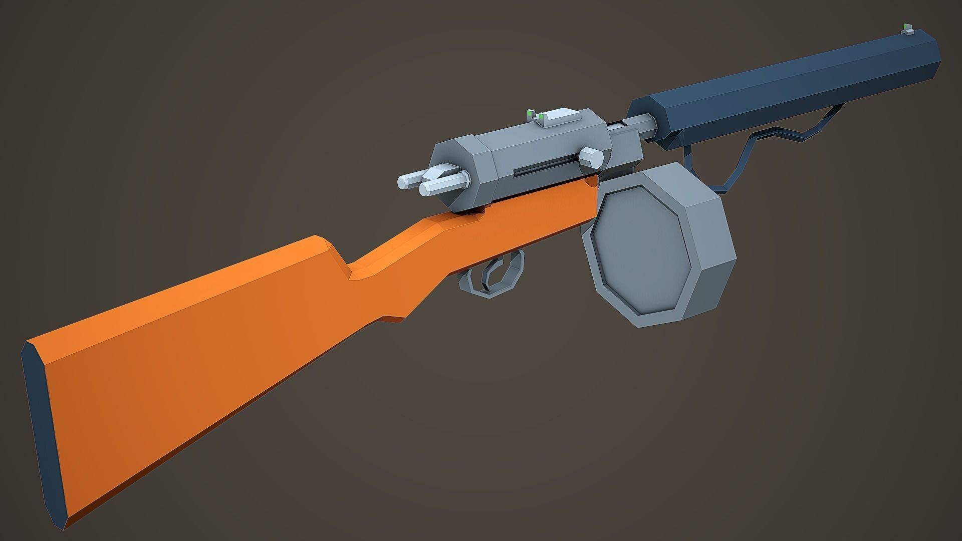 Stylized Hellriegel Machine Gun Low Poly Mobile Ready Low-poly 3D model_1