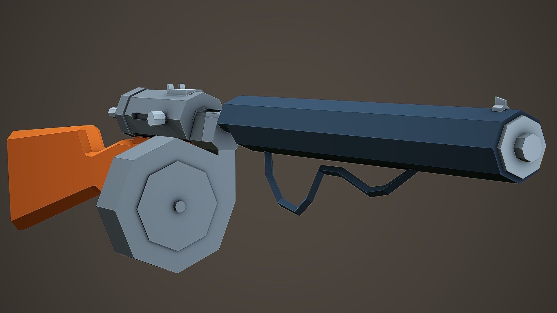 Stylized Hellriegel Machine Gun Low Poly Mobile Ready Low-poly 3D model_6