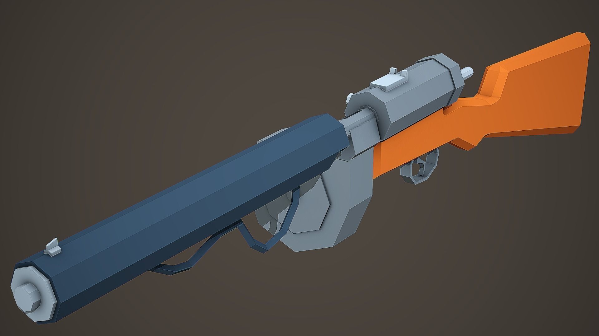 Stylized Hellriegel Machine Gun Low Poly Mobile Ready Low-poly 3D model_2