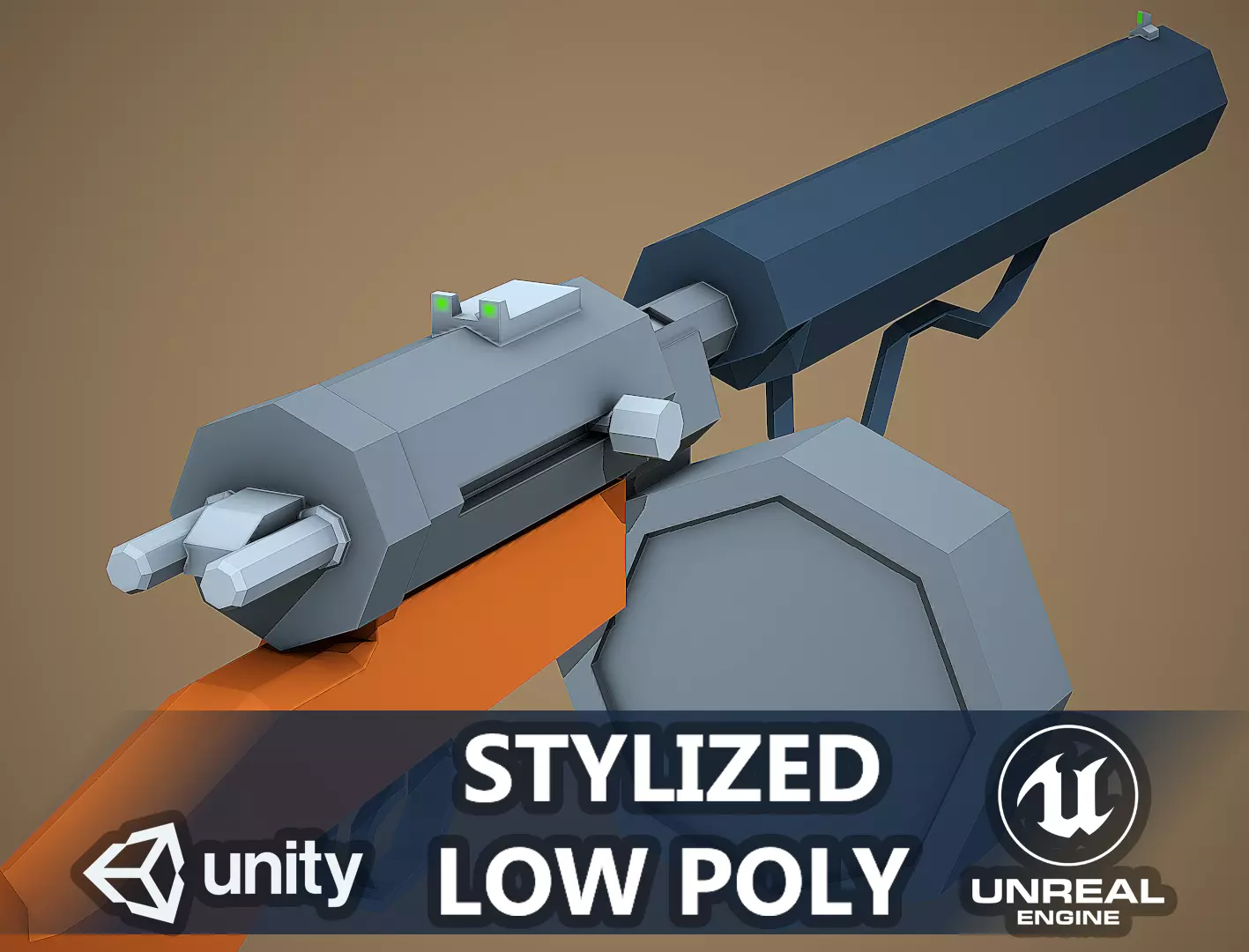 Stylized Hellriegel Machine Gun Low Poly Mobile Ready Low-poly 3D model_0