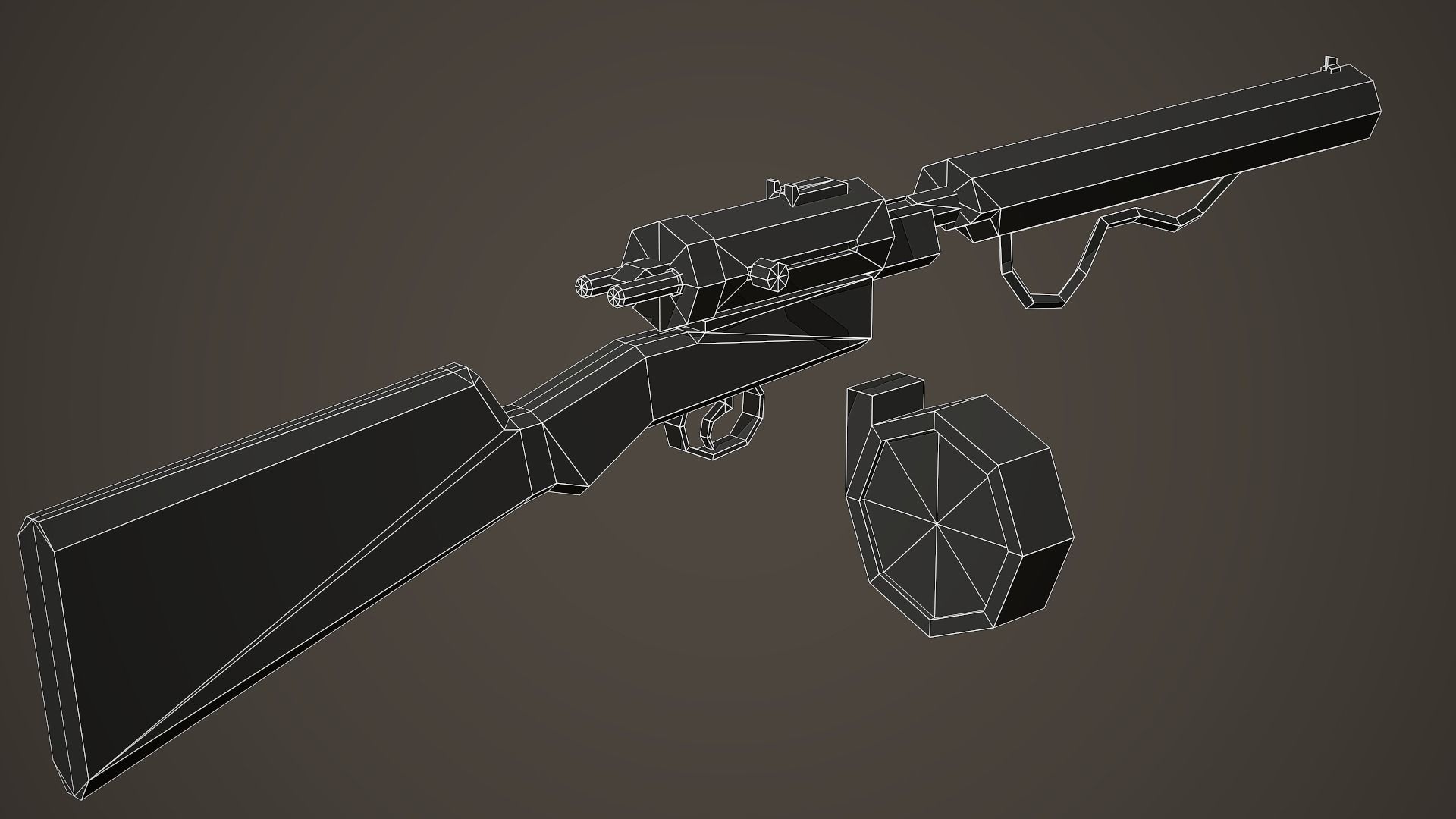 Stylized Hellriegel Machine Gun Low Poly Mobile Ready Low-poly 3D model_9