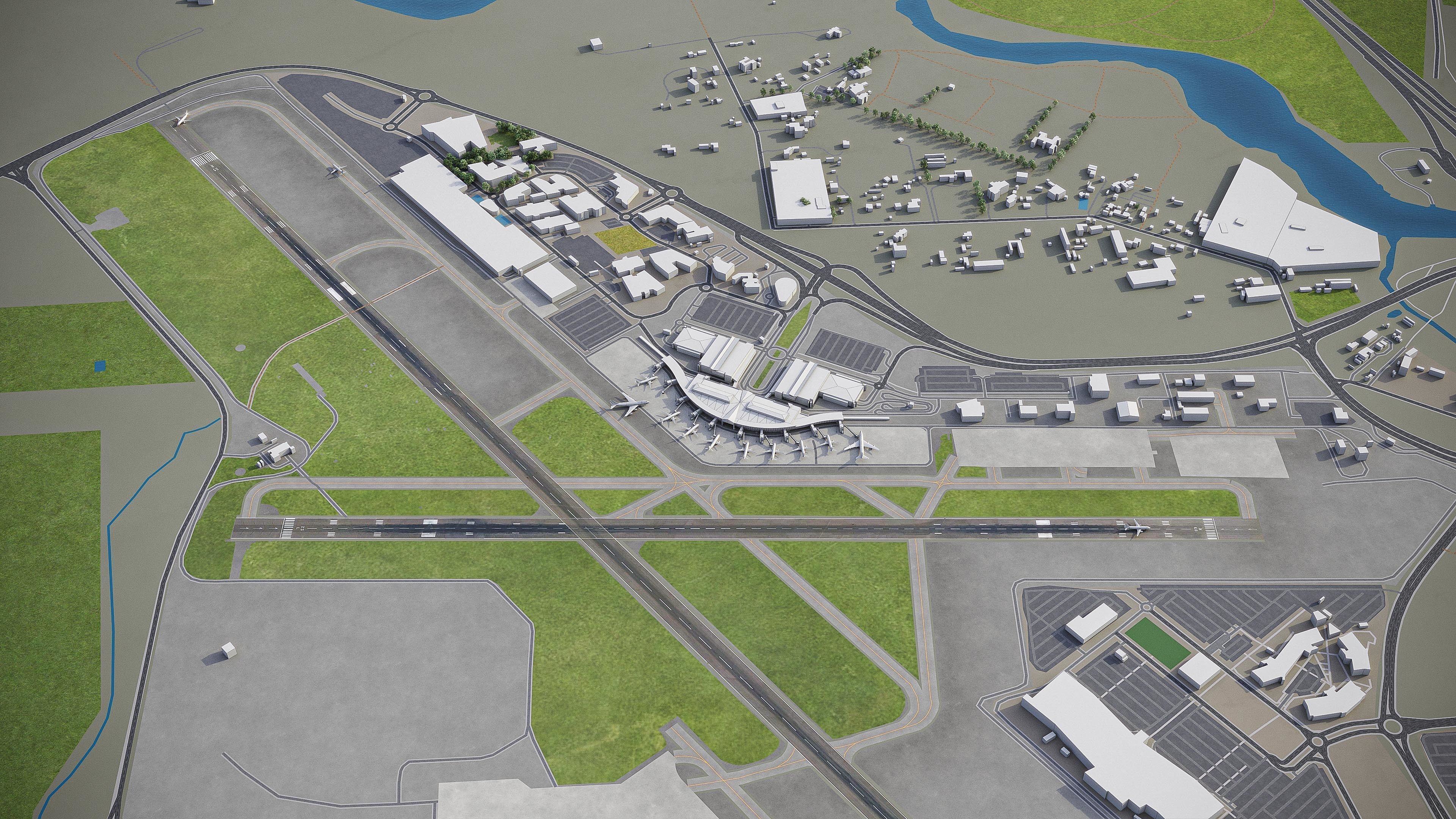 Canberra Airport Low-poly 3D model_9