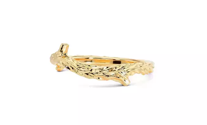 oak branch gold ring 3D print model