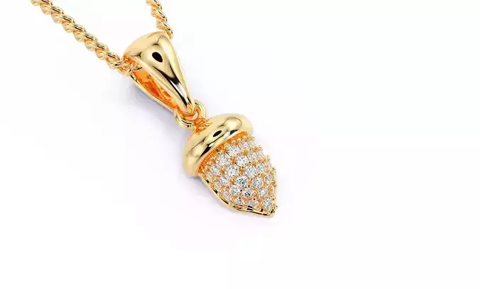gold acorn pendant with diamonds