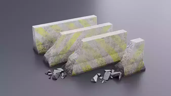 Concrete Barricades Low-Poly 3d models