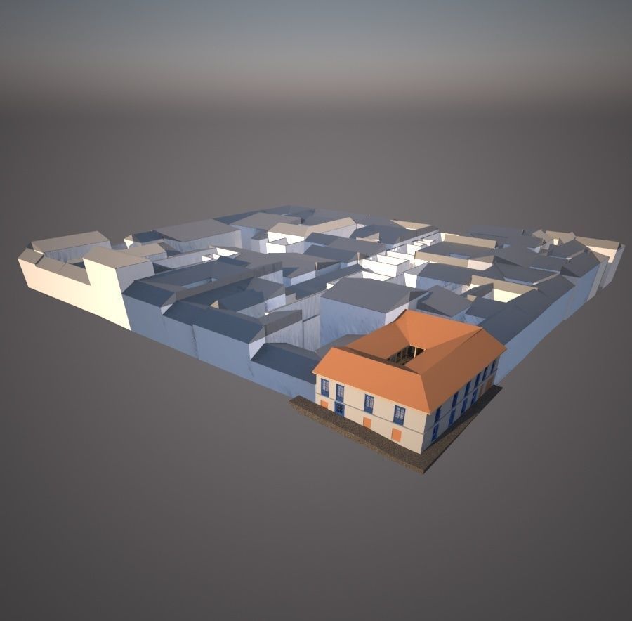 Colonial House in the city 3D model_2
