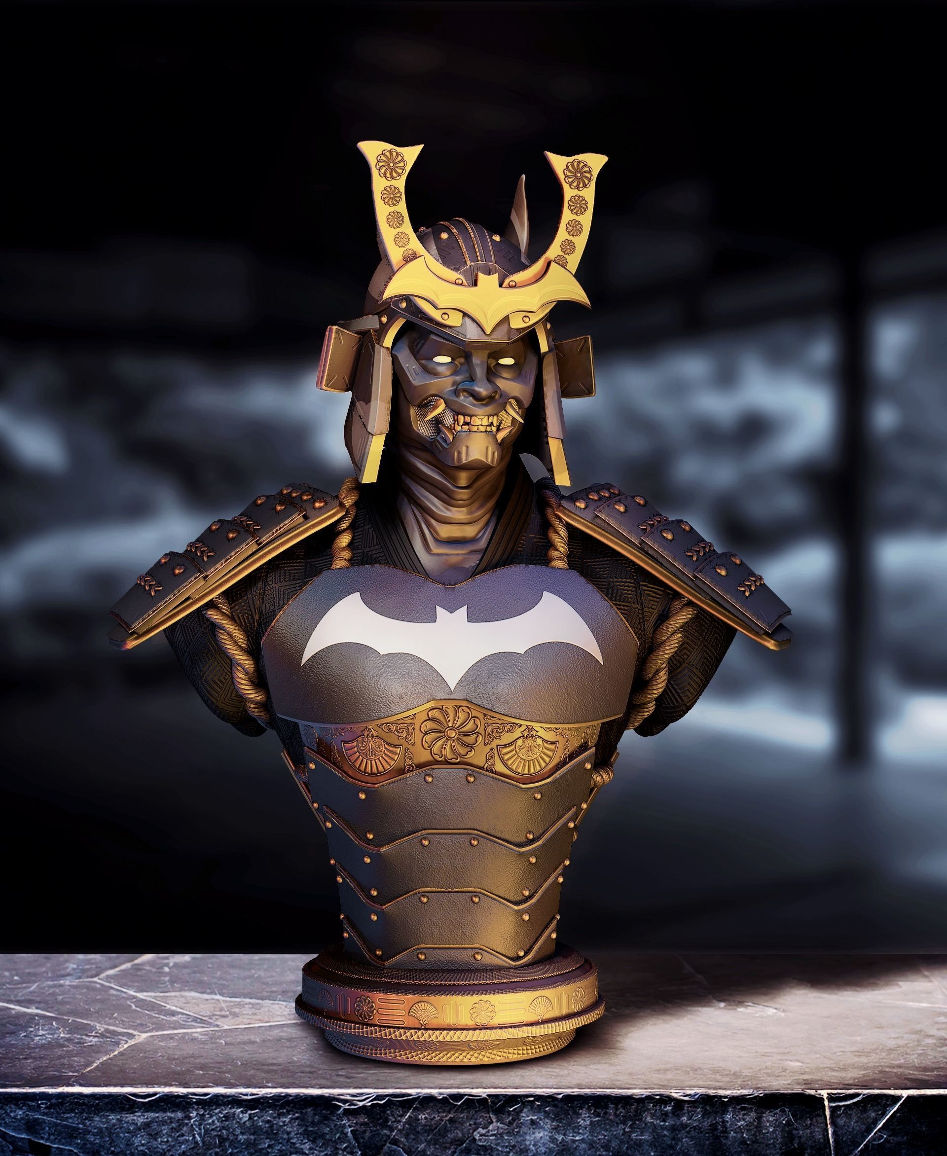 Batman Samurai Bust 3D print model_2