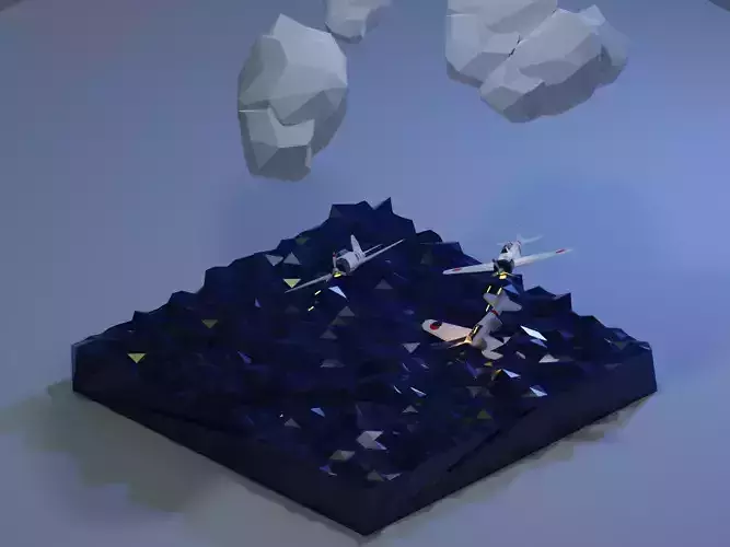 Japanese Dog Fight - Pacific Theater - Low-poly 3D model