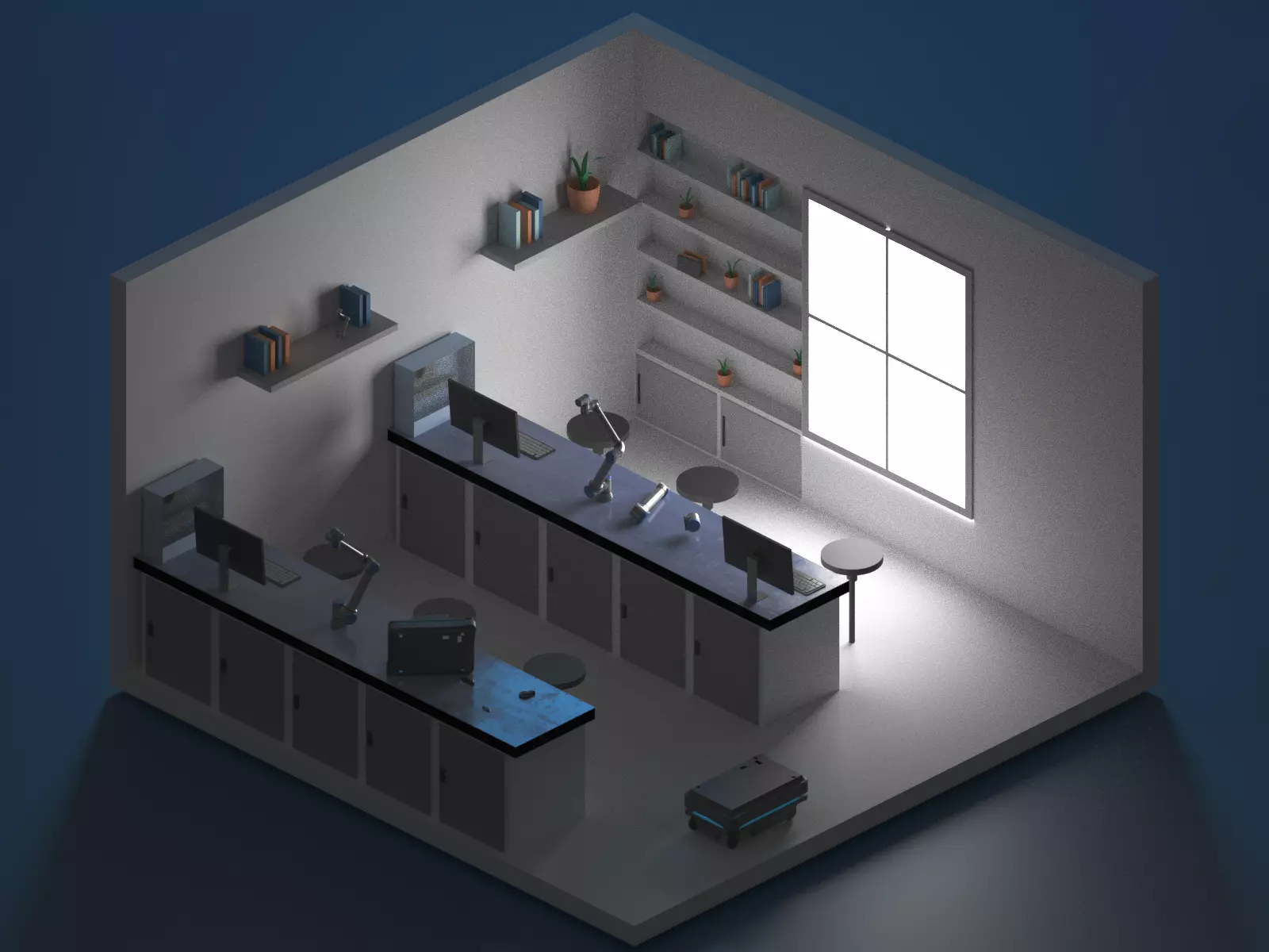 Lab Room LowPoly Iso-Metric 3D model_0