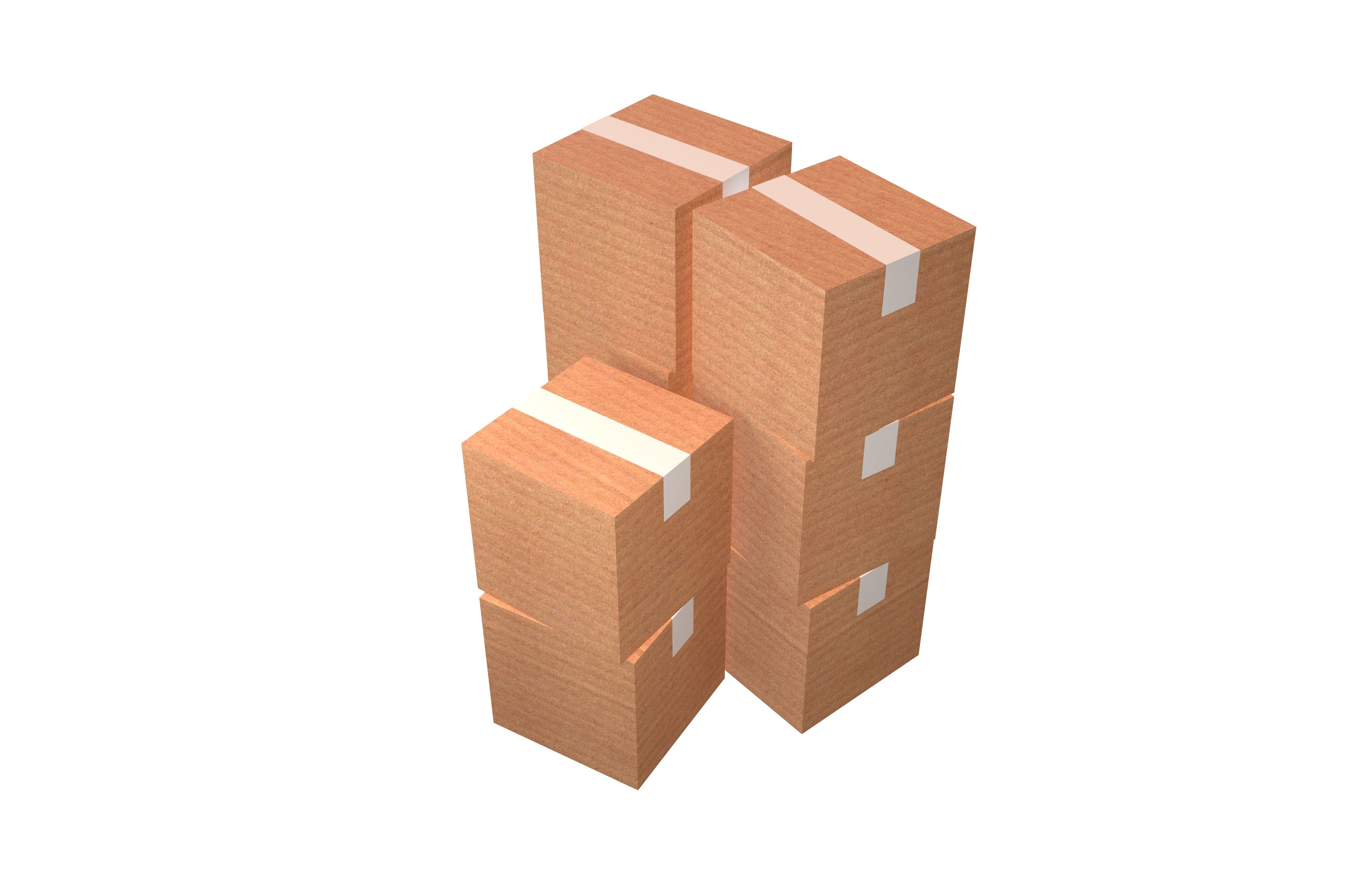 Cardboard Boxes v3 001 Low-poly 3D model_4