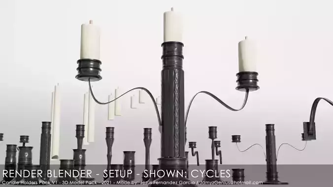 Candle Holders Pack Low-poly 3D model