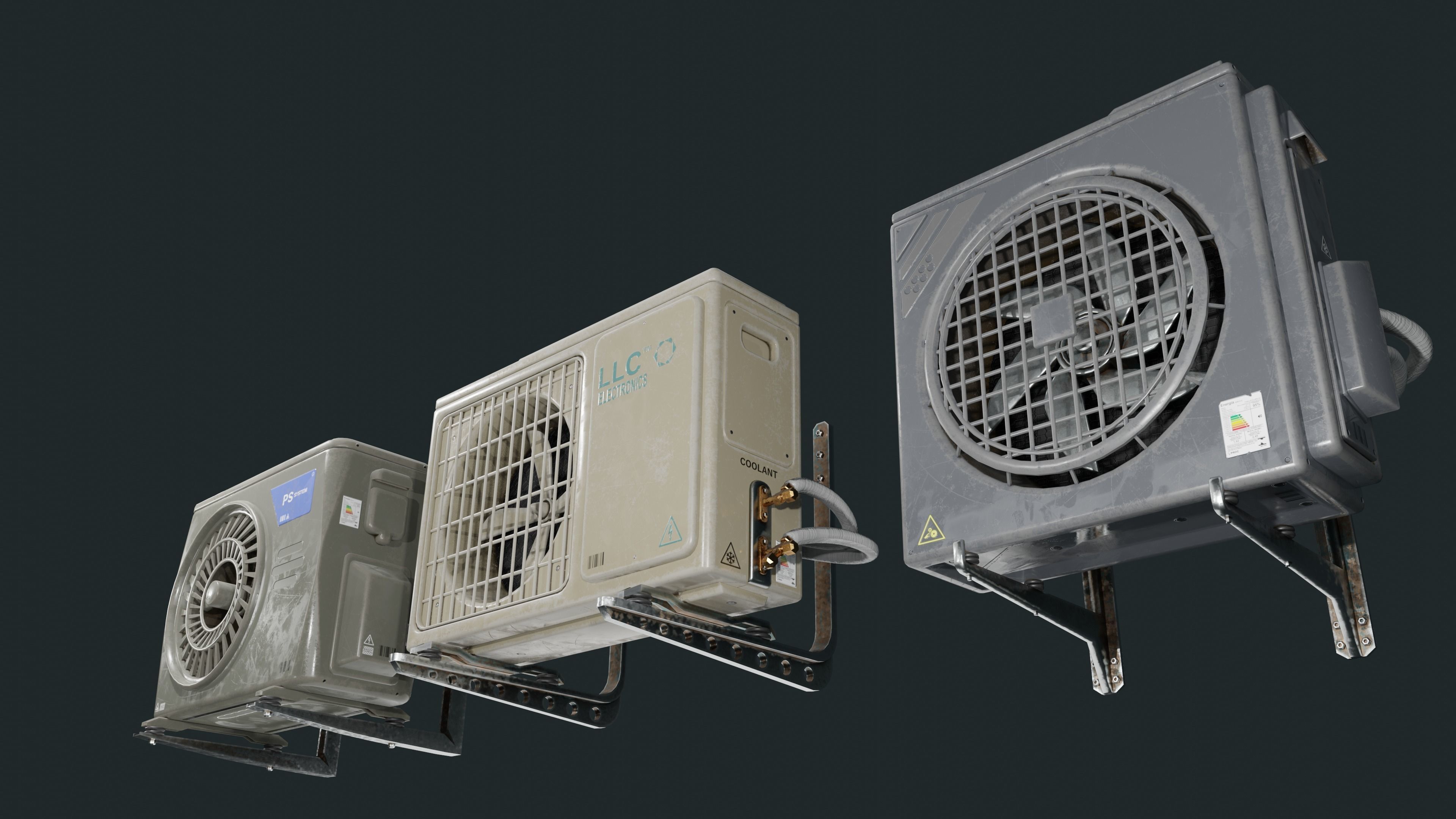 Exterior Air Conditioner Pack  Low-poly 3D model_5