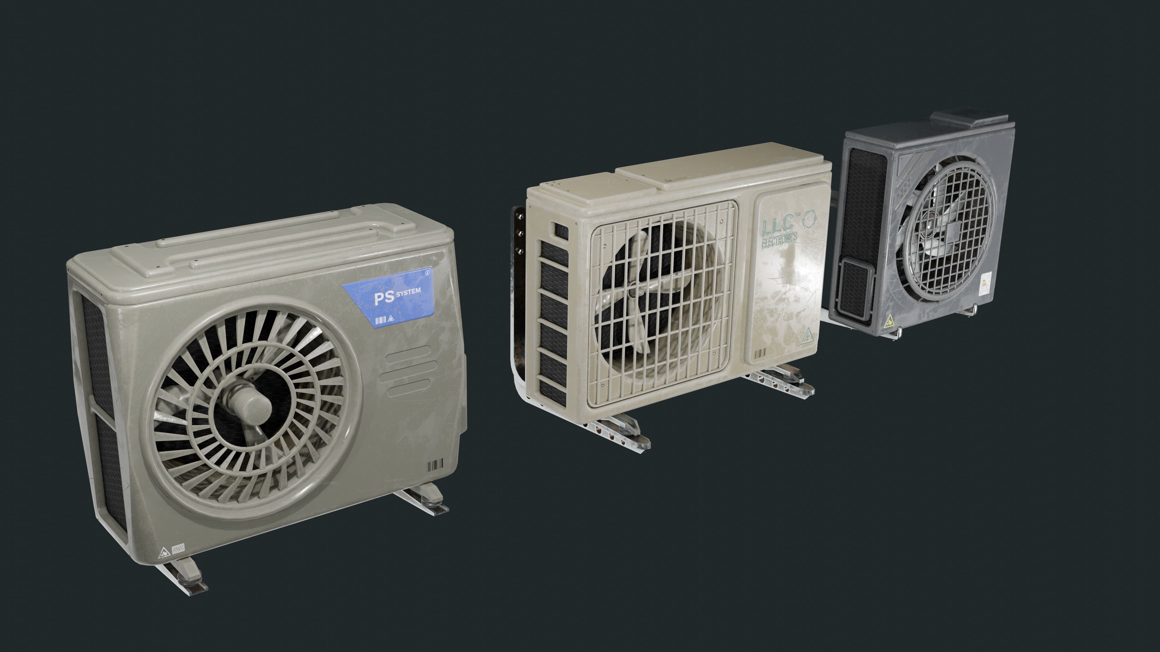 Exterior Air Conditioner Pack  Low-poly 3D model_6