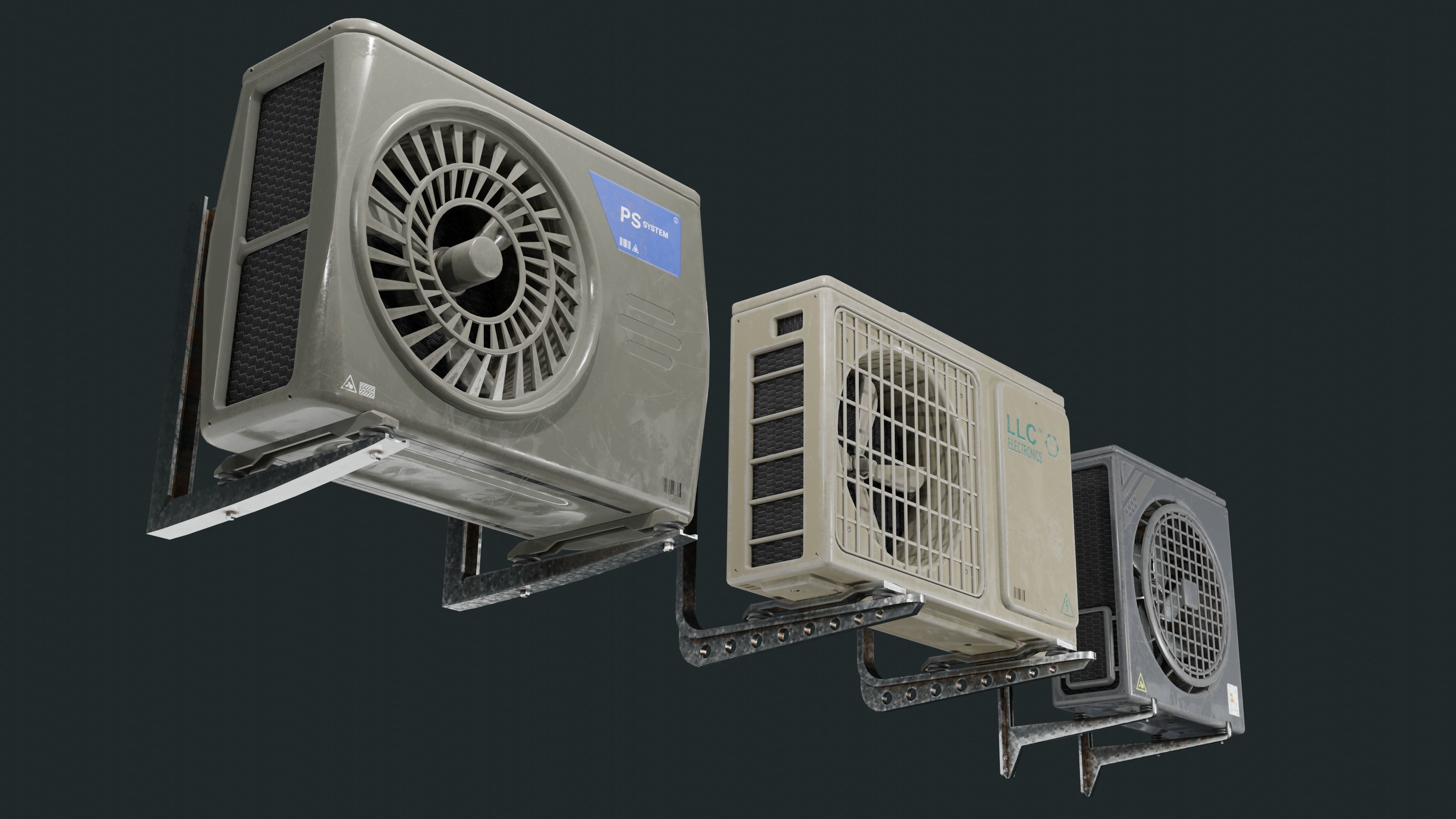 Exterior Air Conditioner Pack  Low-poly 3D model_4