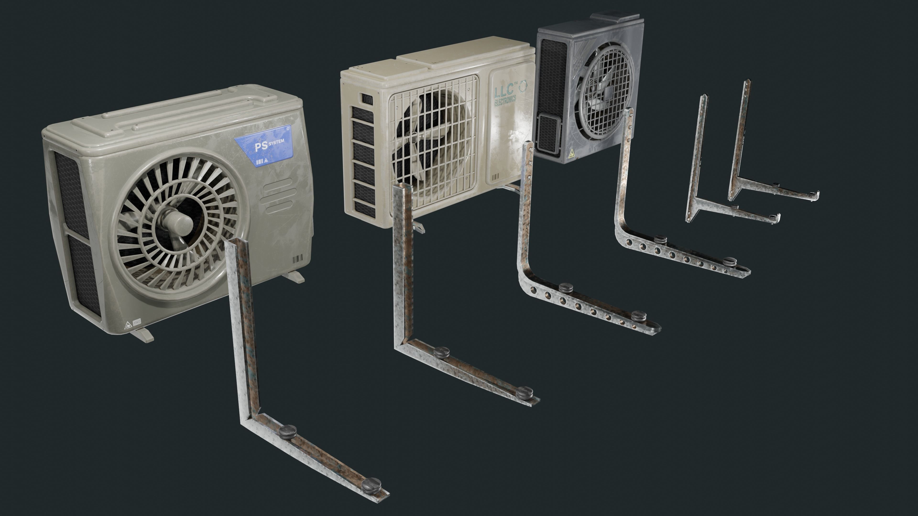 Exterior Air Conditioner Pack  Low-poly 3D model_7