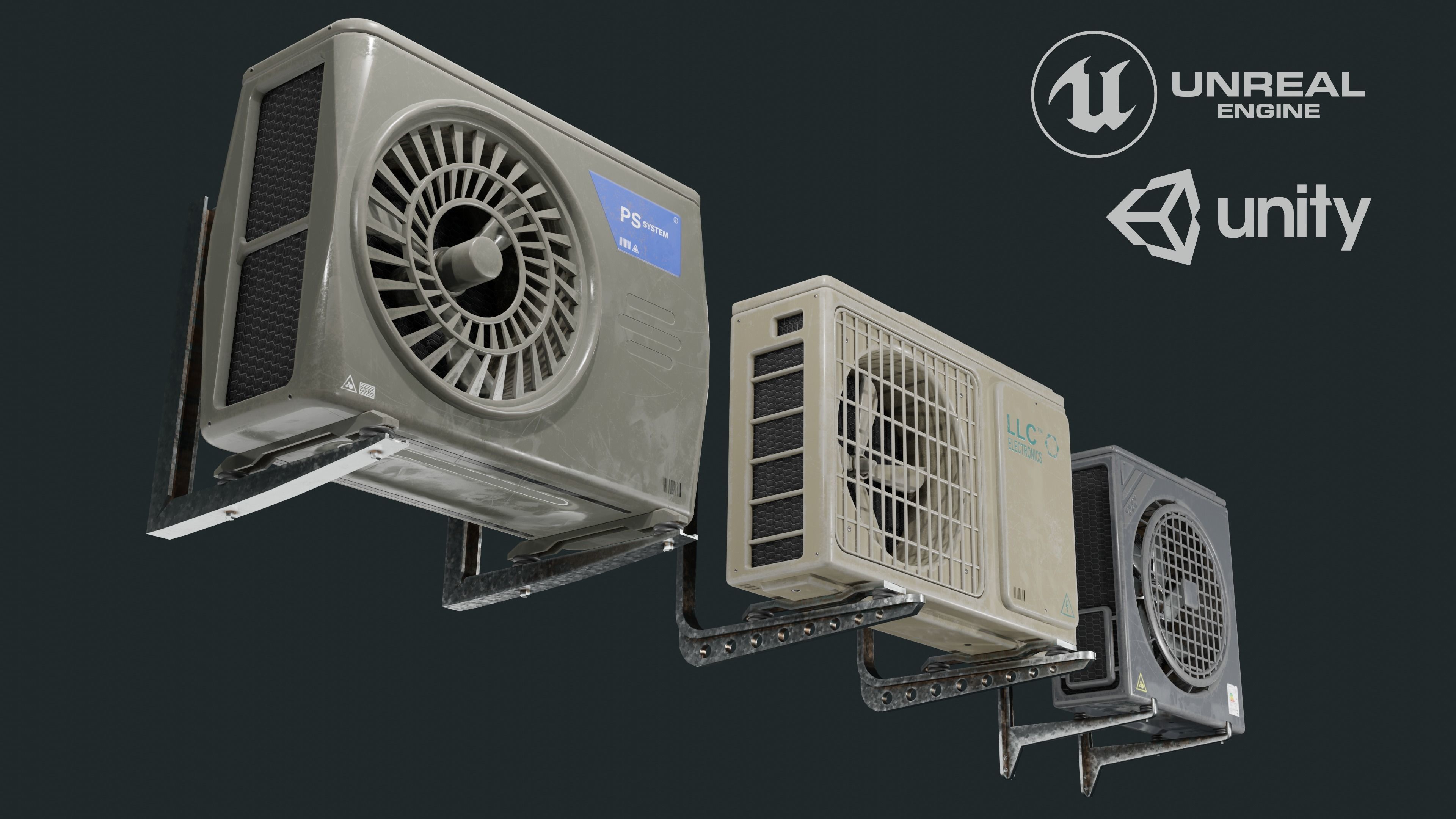 Exterior Air Conditioner Pack  Low-poly 3D model_1