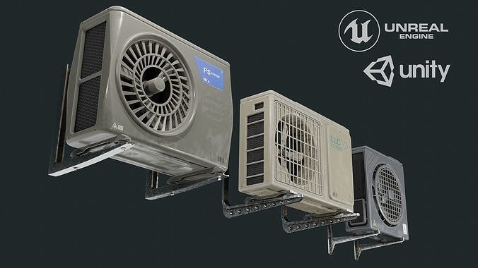 Exterior Air Conditioner Pack  Low-poly 3D model 2