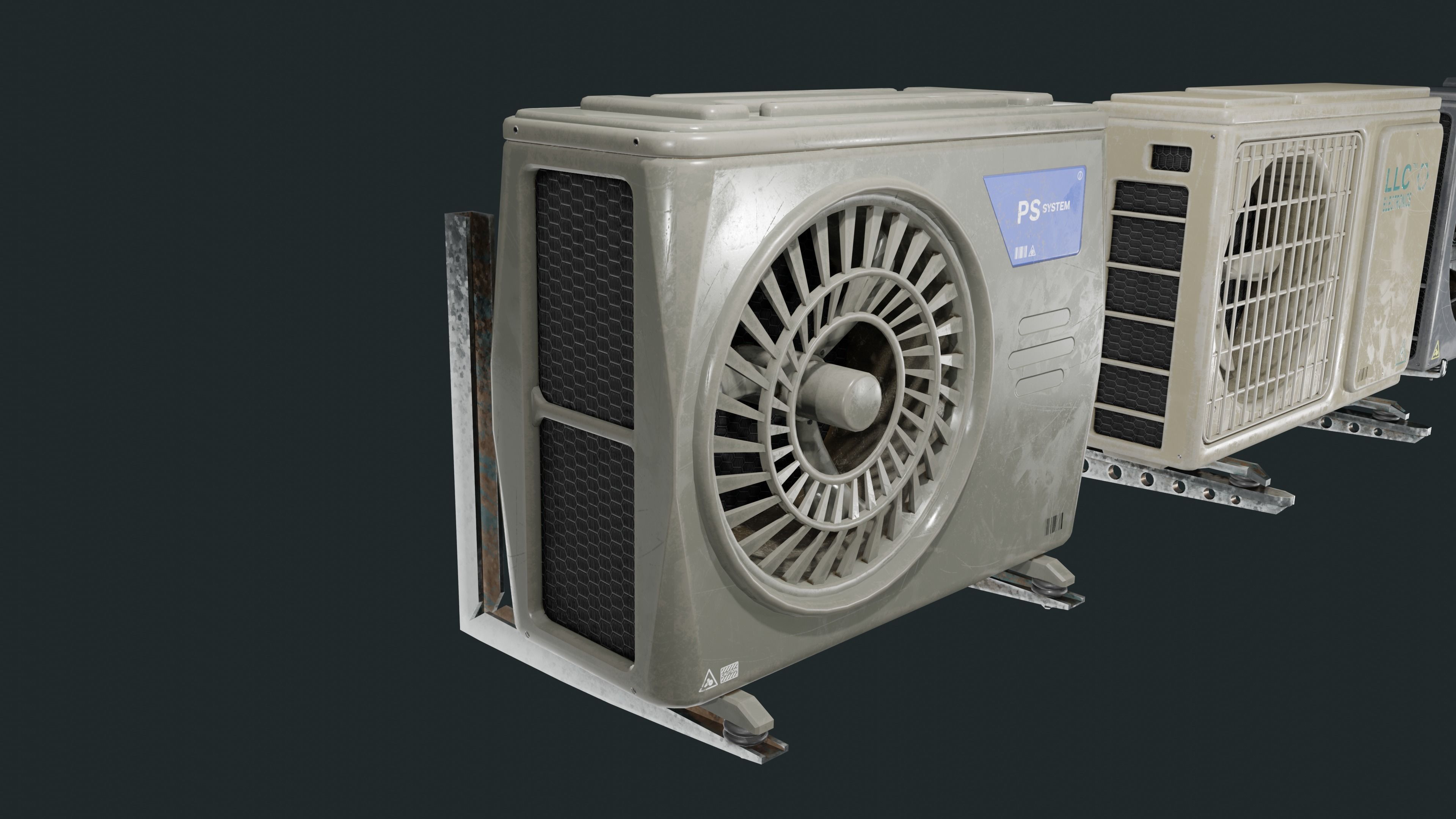 Exterior Air Conditioner Pack  Low-poly 3D model_10