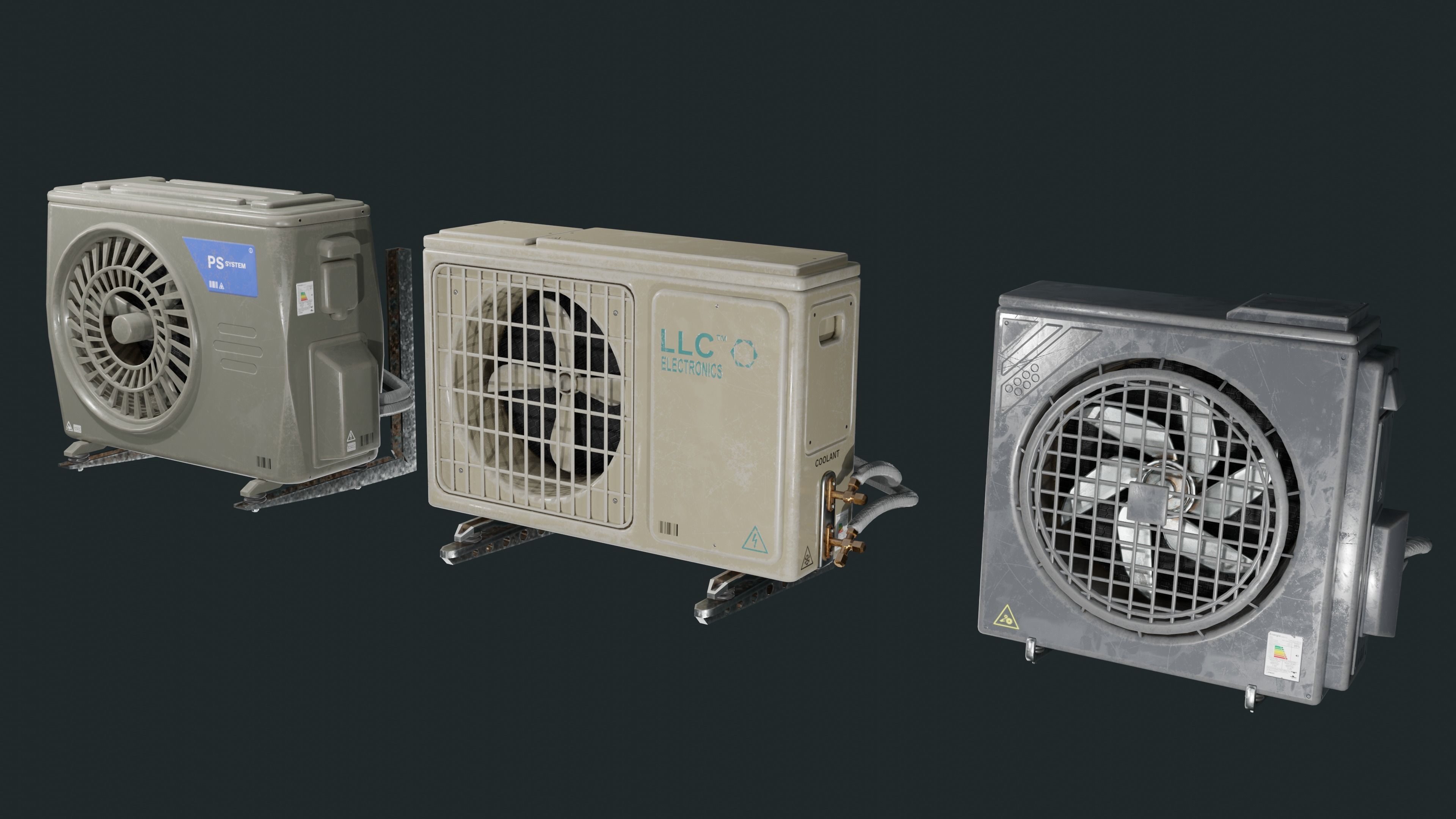 Exterior Air Conditioner Pack  Low-poly 3D model_3