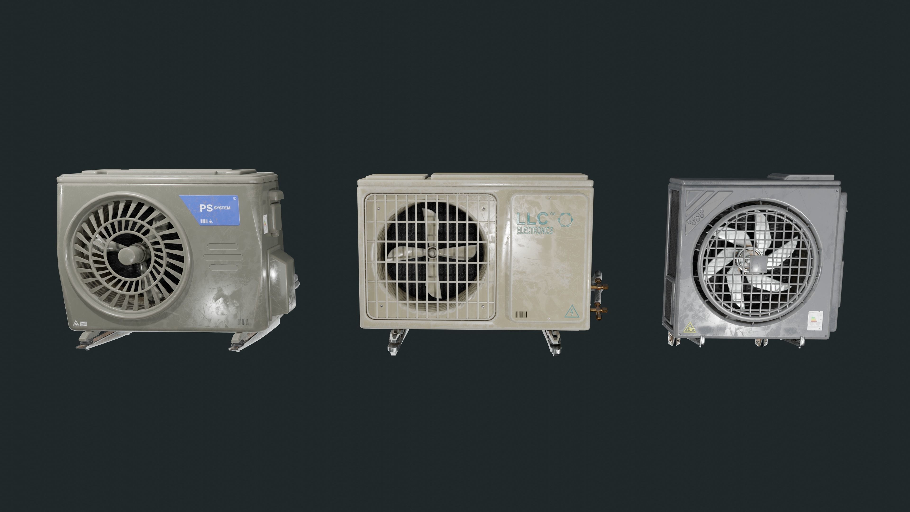 Exterior Air Conditioner Pack  Low-poly 3D model_2