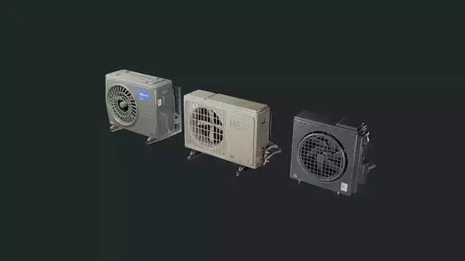 Exterior Air Conditioner Pack  Low-poly 3D model