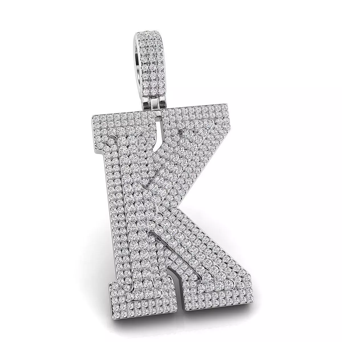 Alphabet Latter K Diamond Pendent 3D print model_0