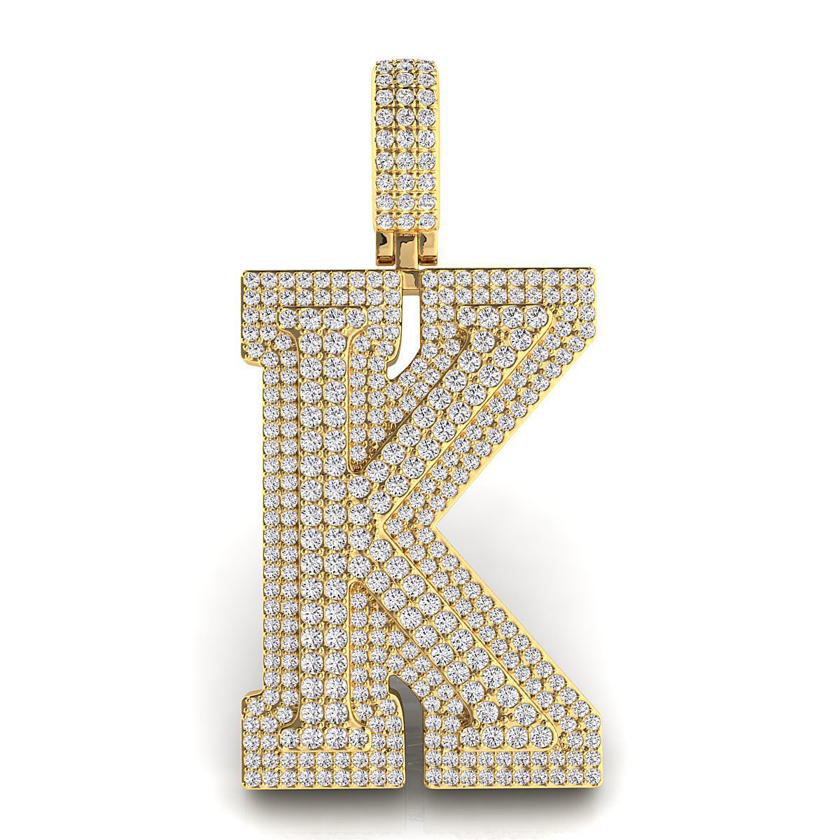 Alphabet Latter K Diamond Pendent 3D print model_6