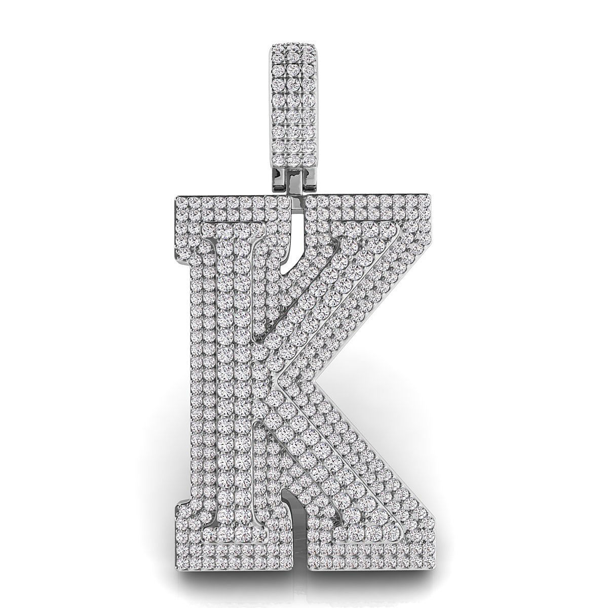 Alphabet Latter K Diamond Pendent 3D print model_4