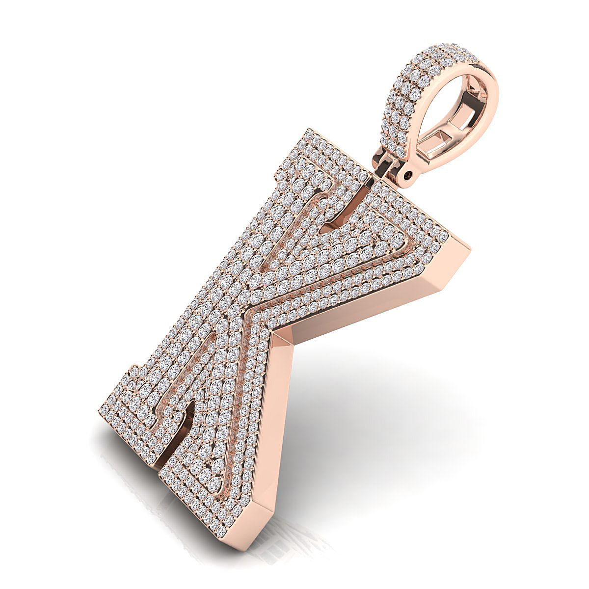 Alphabet Latter K Diamond Pendent 3D print model_8