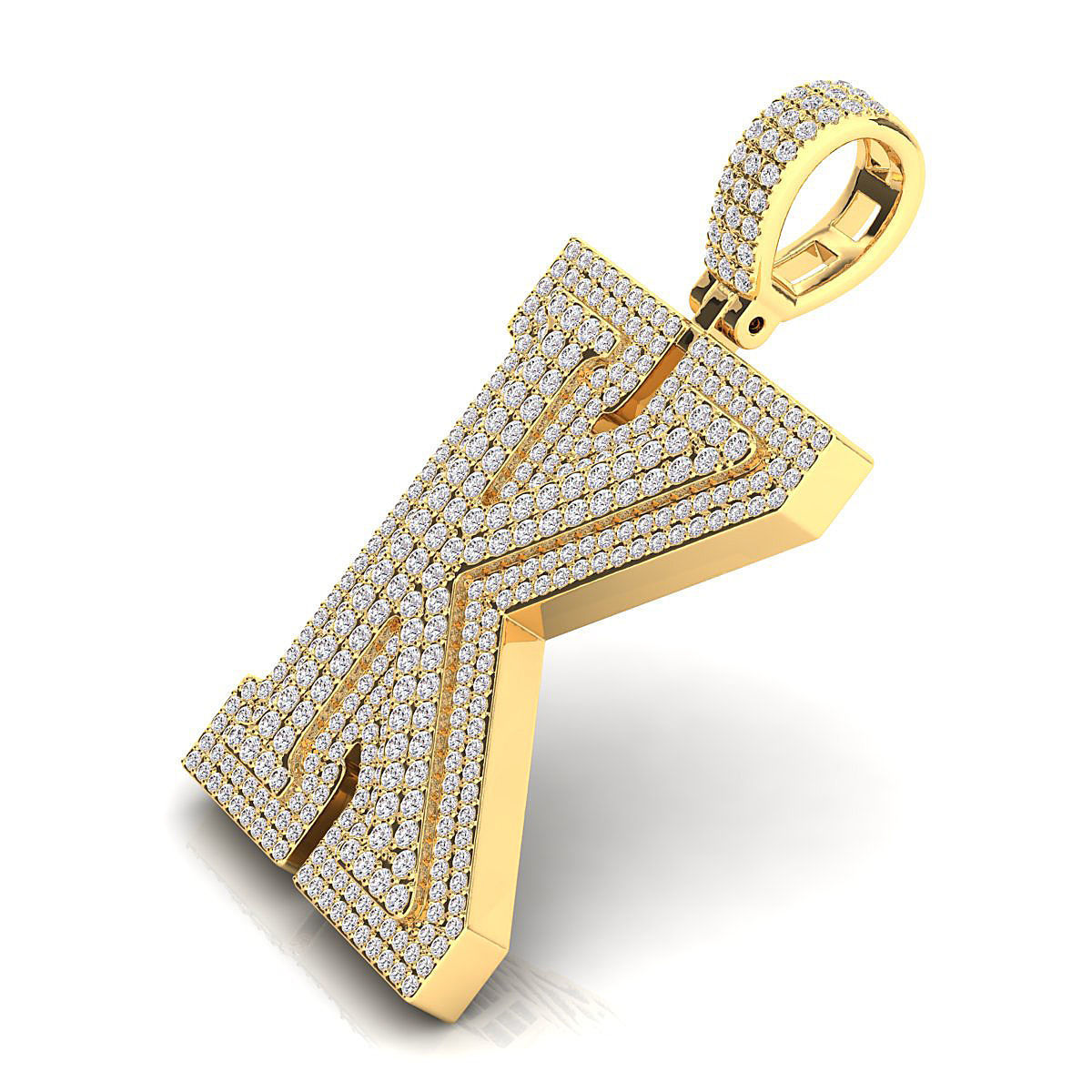 Alphabet Latter K Diamond Pendent 3D print model_9