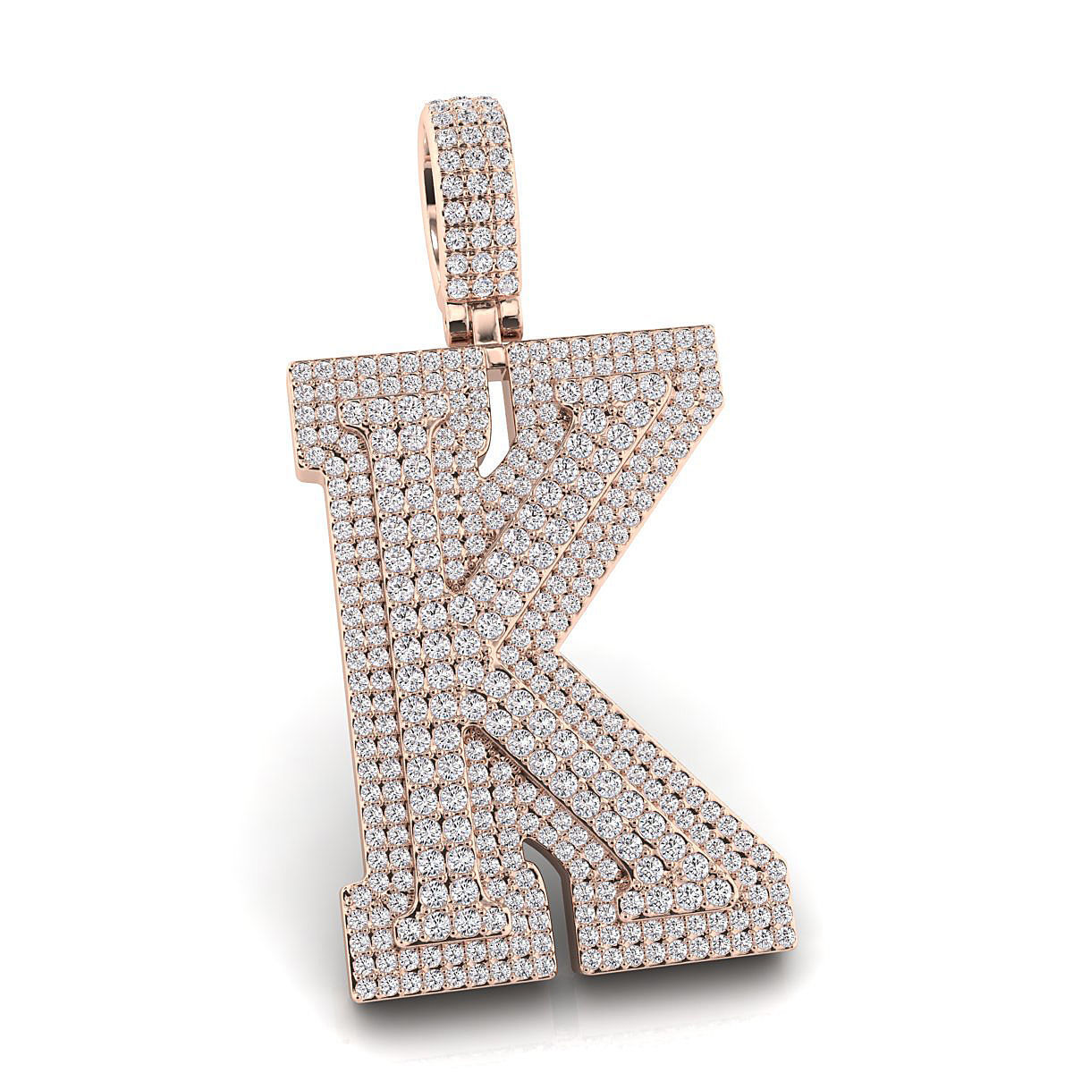 Alphabet Latter K Diamond Pendent 3D print model_1