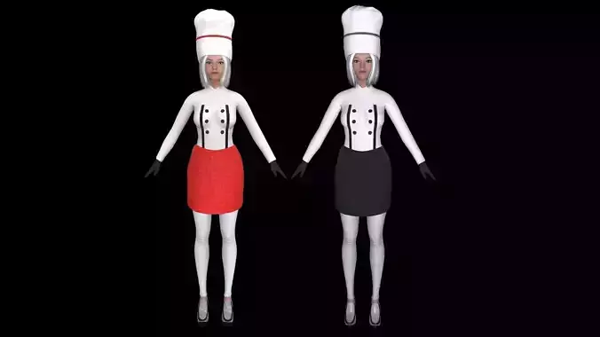 Chef girl Low-poly 3D model
