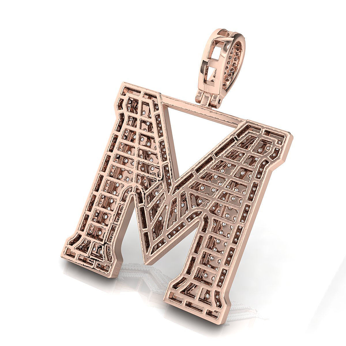 Alphabet Latter M Diamond Pendent 3D print model_11