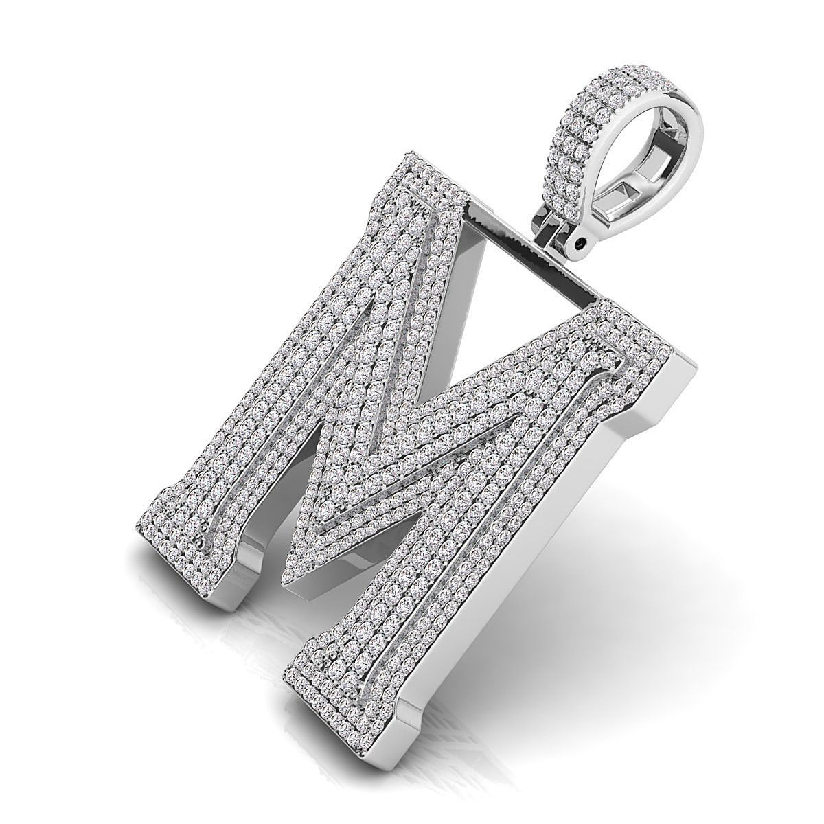 Alphabet Latter M Diamond Pendent 3D print model_7
