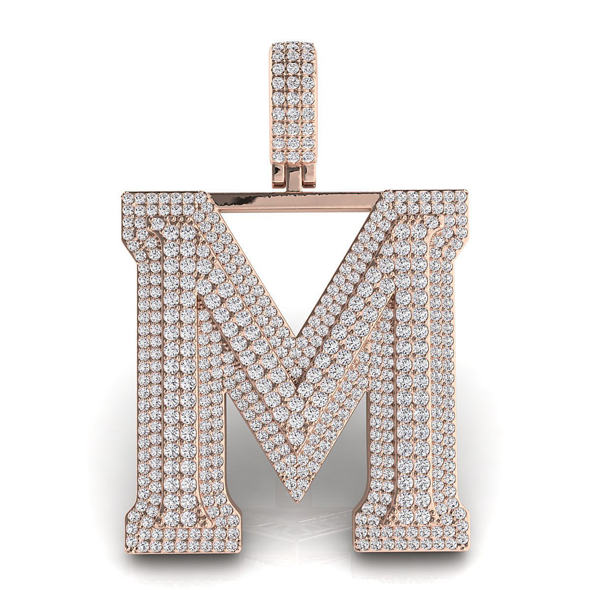 Alphabet Latter M Diamond Pendent 3D print model_5