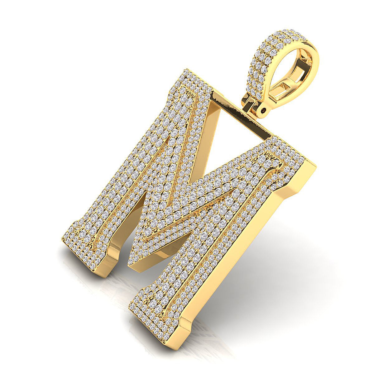 Alphabet Latter M Diamond Pendent 3D print model_9