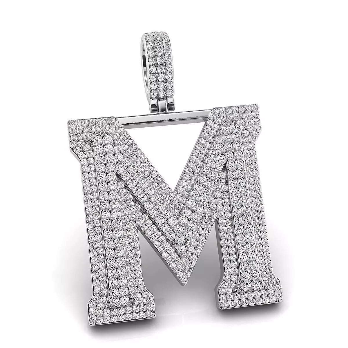 Alphabet Latter M Diamond Pendent 3D print model_0