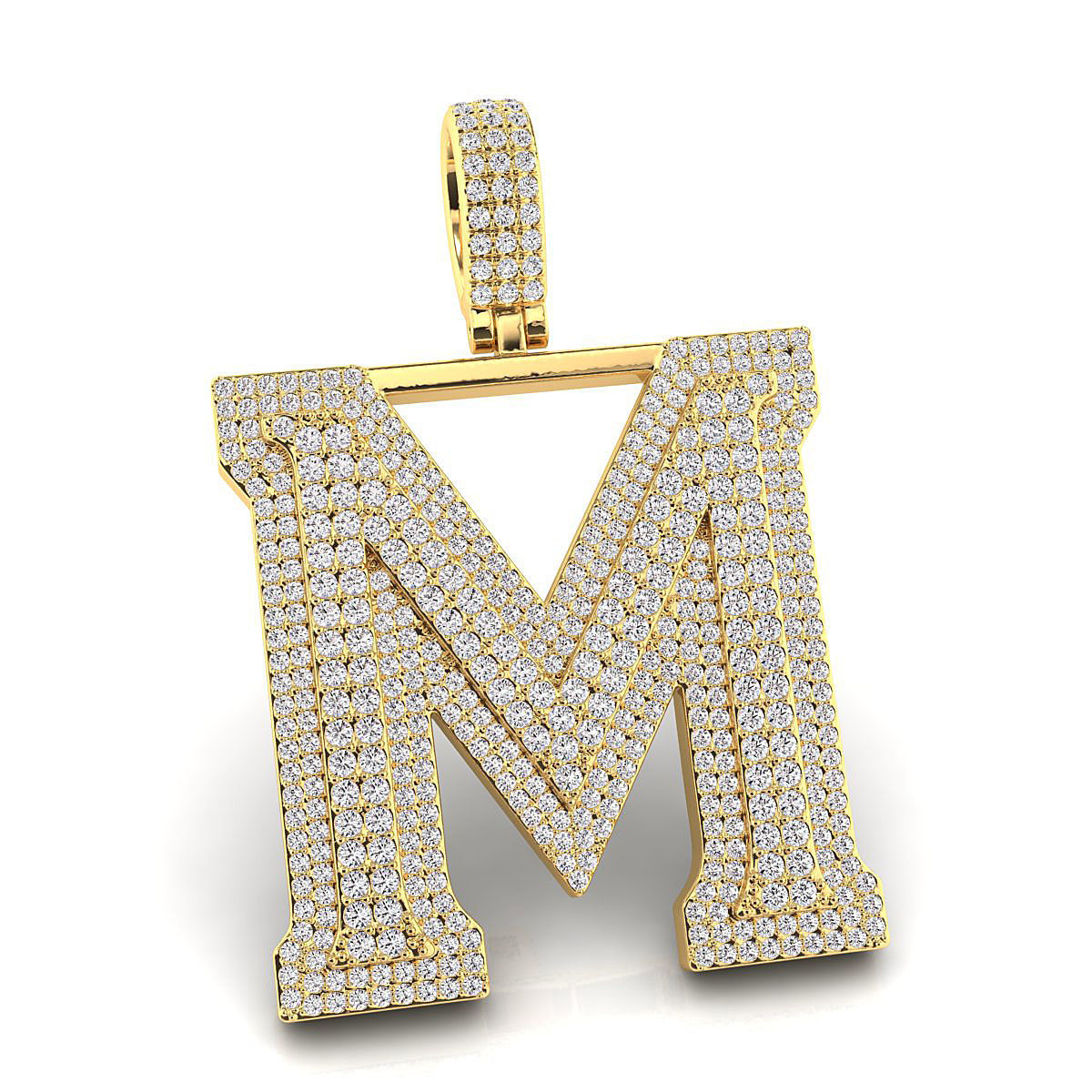 Alphabet Latter M Diamond Pendent 3D print model_2
