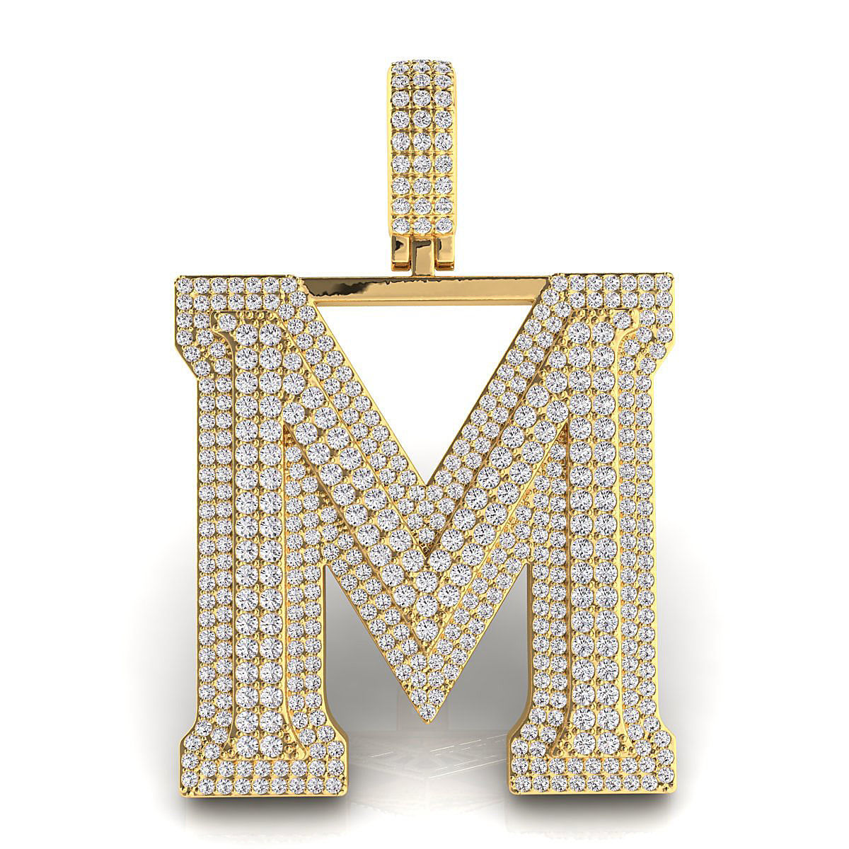 Alphabet Latter M Diamond Pendent 3D print model_6