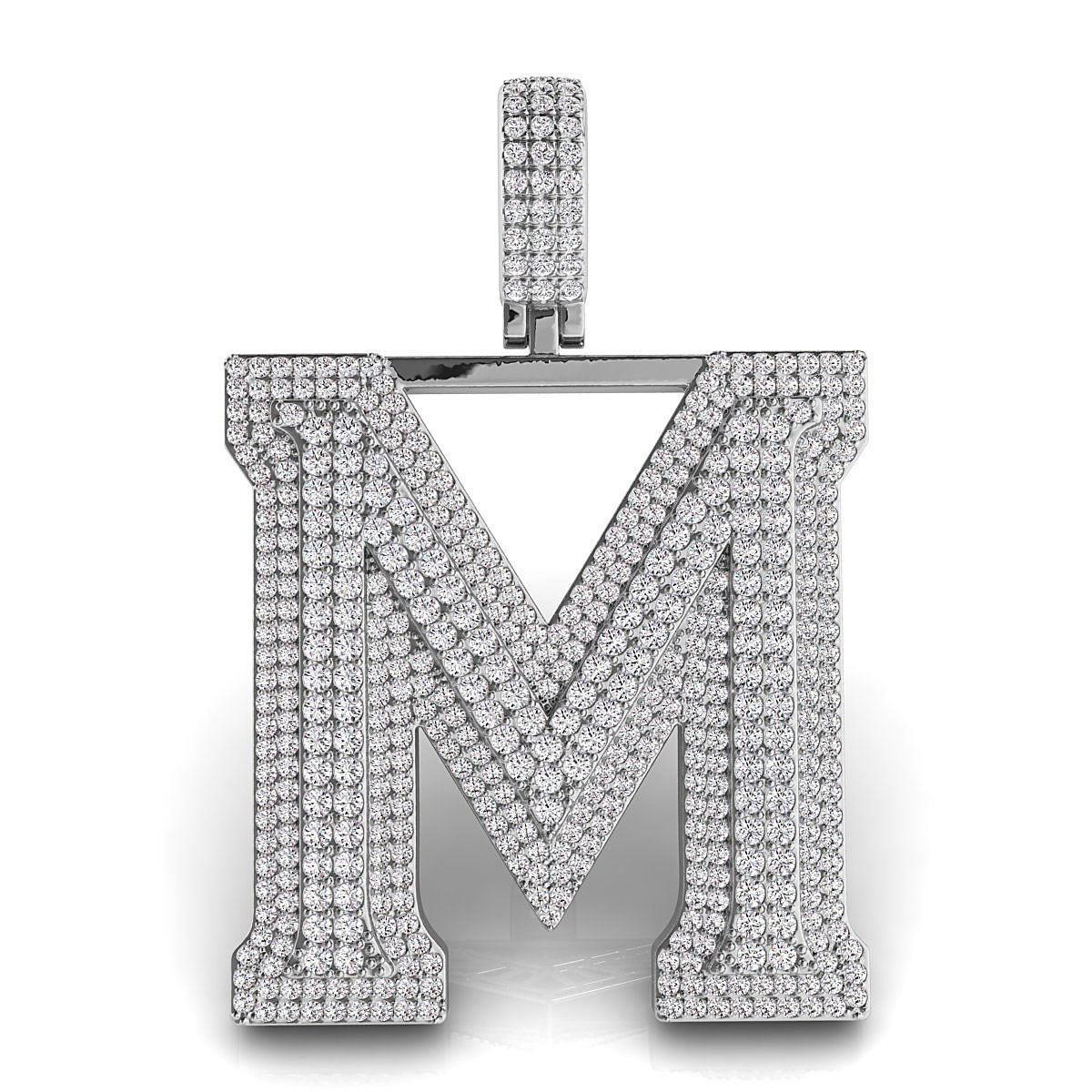 Alphabet Latter M Diamond Pendent 3D print model_4