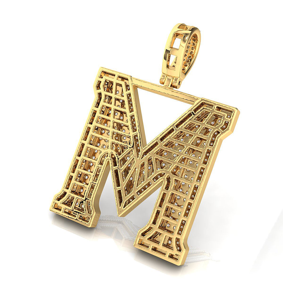 Alphabet Latter M Diamond Pendent 3D print model_12